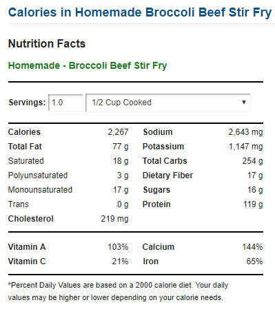 dextrose keto: nutrition facts for homemade broccoli beef stir fry